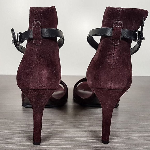 Vince 'Giustina' Ankle Strap Sandal, Wine Suede Womens Size 7.5 / 38 - Picture 7 of 10